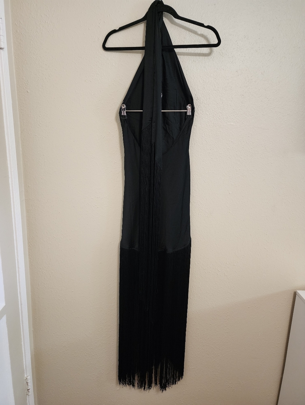 Show Me Your Mumu Jasmine Fringe Maxi Black Luxe Satin Dress XS Wedding Party - Picture 10 of 12